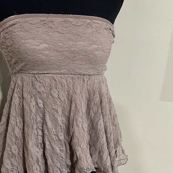 *ALL SAINTS* Tan Strapless Lace Top Size Large - Picture 2 of 5